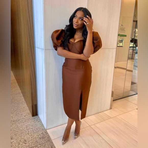 Brown midi dress - Picture 1 of 4